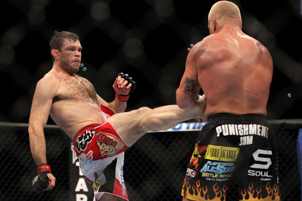 Forrest front kicks Tito Ortiz Forrest front kicks Tito Ortiz