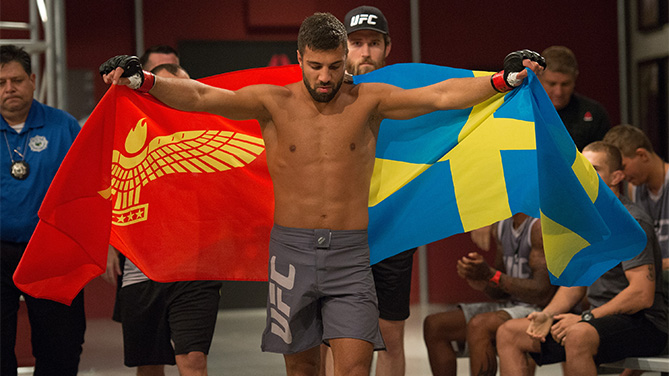 David Teymur prepares to enter the Octagon before facing Johnny Nunez during the filming of The Ultimate Fighter: Team McGregor vs Team Faber at the UFC TUF Gym on August 11, 2015 in Las Vegas, Nevada. (Photo by Brandon Magnus/Zuffa LLC)