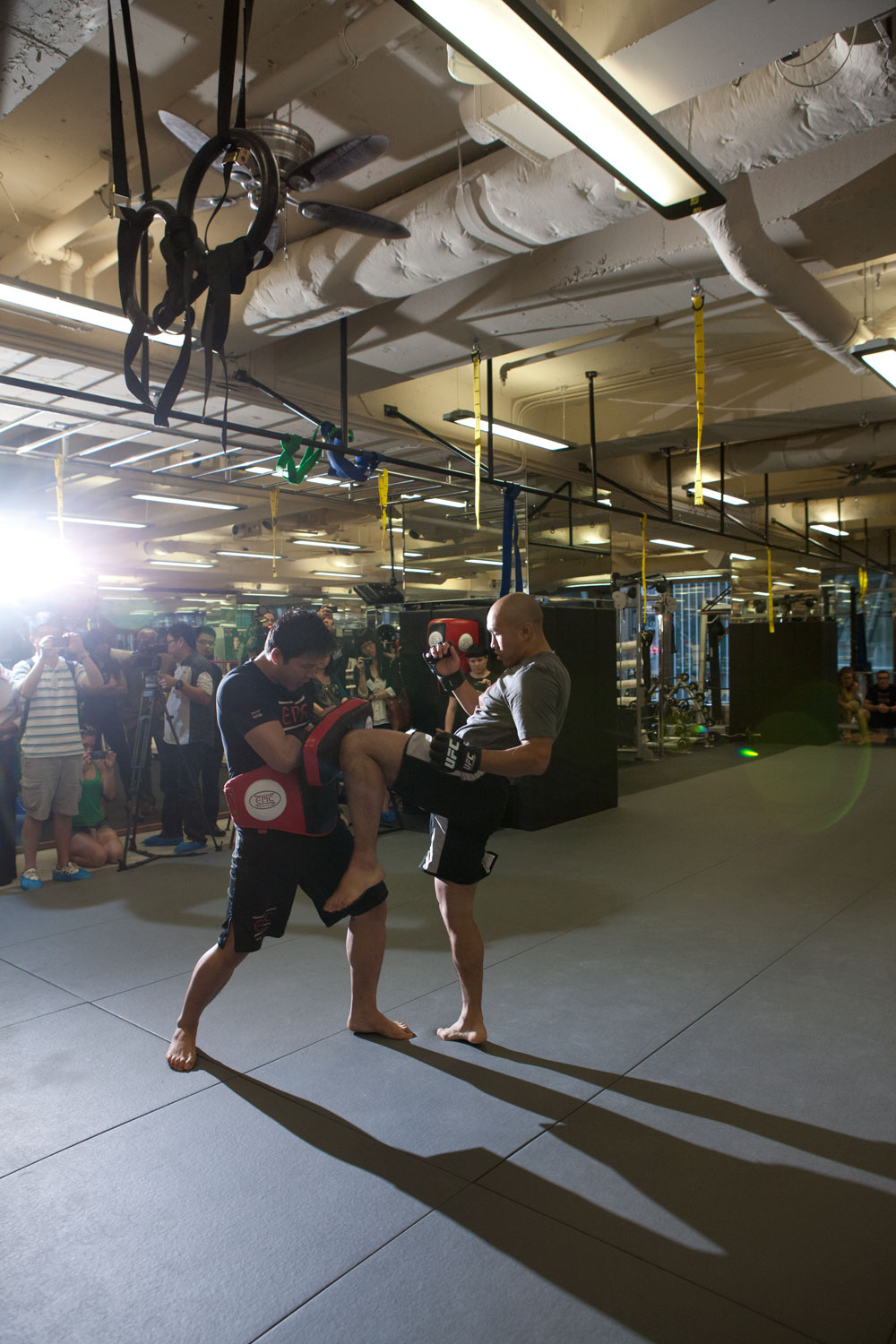 MACAO, CHINA - SEPTEMBER 6: Tiequan Zhang works out for the press and media at The Venetian® Macao-Resort-Hotel in Macao on September 6, 2012 in Macao, China. (Photo by Zuffa LLC)