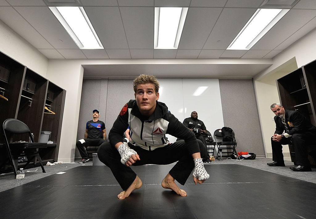 SACRAMENTO, CA - DECEMBER 17: Sage Northcutt warms up backstage during the <a href='../event/UFC-Silva-vs-Irvin'>UFC Fight Night </a>event inside the Golden 1 Center Arena on December 17, 2016 in Sacramento, California. (Photo by Brandon Magnus/Zuffa LLC)
