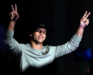 Donald Cerrone walks towards the stage during the UFC Fight Night Weigh-in inside Ergo Arena on October 20, 2017 in Gdansk, Poland. (Photo by Jeff Bottari/Zuffa LLC)