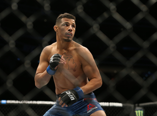 DETROIT, MI - DECEMBER 2: Drakkar Klose stands in the Octagon before facing David Teymur during the UFC 218 event at Little Caesars Arena on December 2, 2017 in Detroit, Michigan. (Photo by Rey Del Rio/Zuffa LLC via Getty Images)
