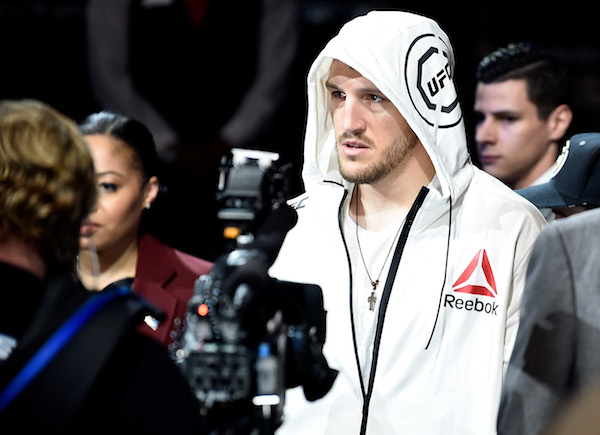 LAS VEGAS, NV - MARCH 03: <a href='../fighter/adam-milstead'>Adam Milstead</a> prepares to fight <a href='../fighter/jordan-johnson'>Jordan Johnson</a> in their light heavyweight bout during the UFC 222 event inside T-Mobile Arena on March 3, 2018 in Las Vegas, Nevada. (Photo by Jeff Bottari/Zuffa LLC/Zuffa LLC via Getty Images)