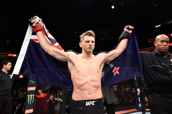 <a href='../fighter/dan-hooker'>Dan Hooker</a> celebrates winning his lightweight fight during the UFC 226 event inside T-Mobile Arena on July 7, 2018 in Las Vegas, Nevada.