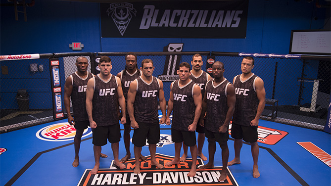 The Blackzilians team: From Left-Right -Kamarudeen Usman, Vicente Luque, Jason Jackson, Valdir Araujo, Luiz Firmino, Felipe Portela, Carrington Banks, Andrews Nakahara