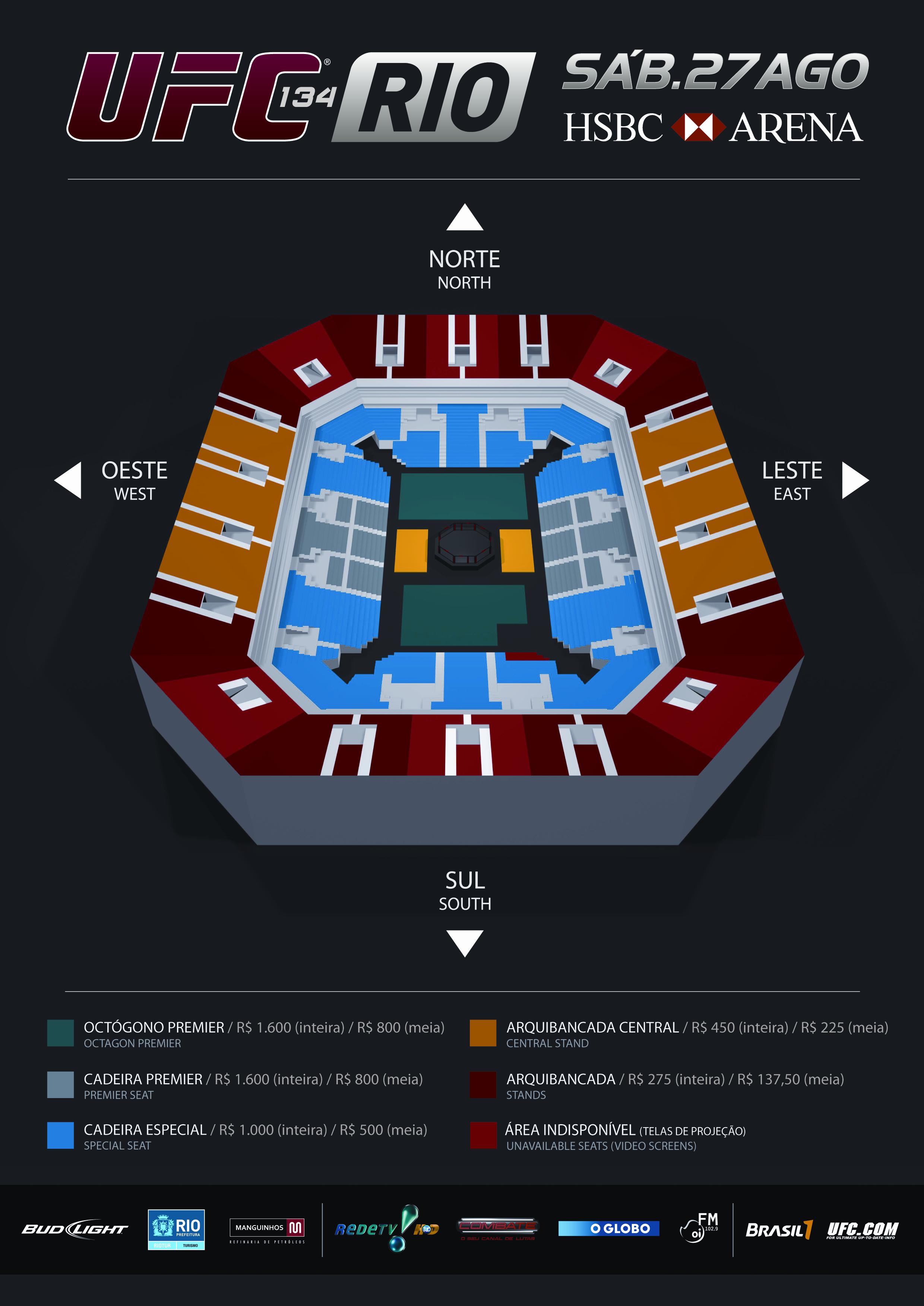 Layout of the arena for UFC 134 in Rio