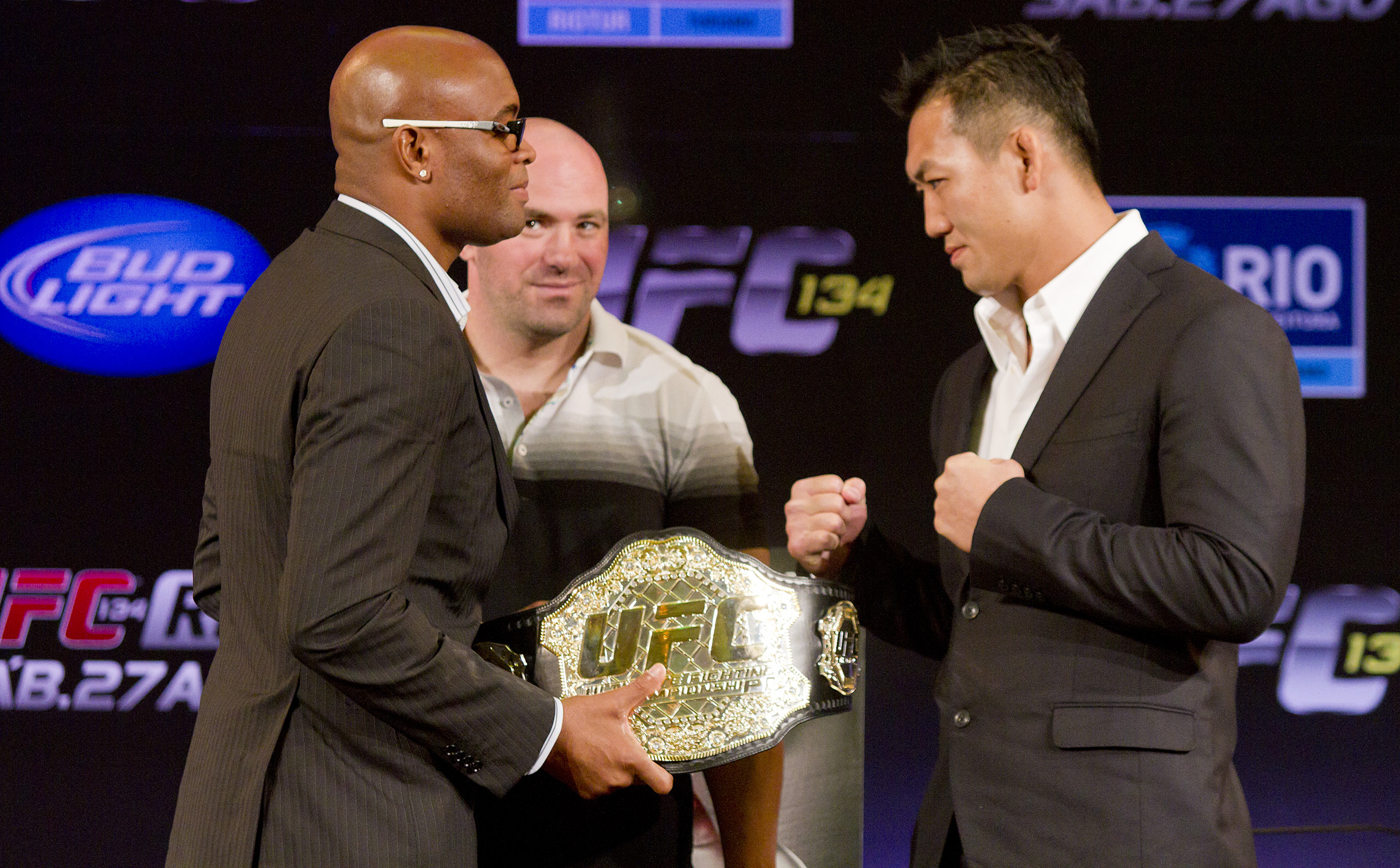 Anderson Silva and Yushin Okami square off