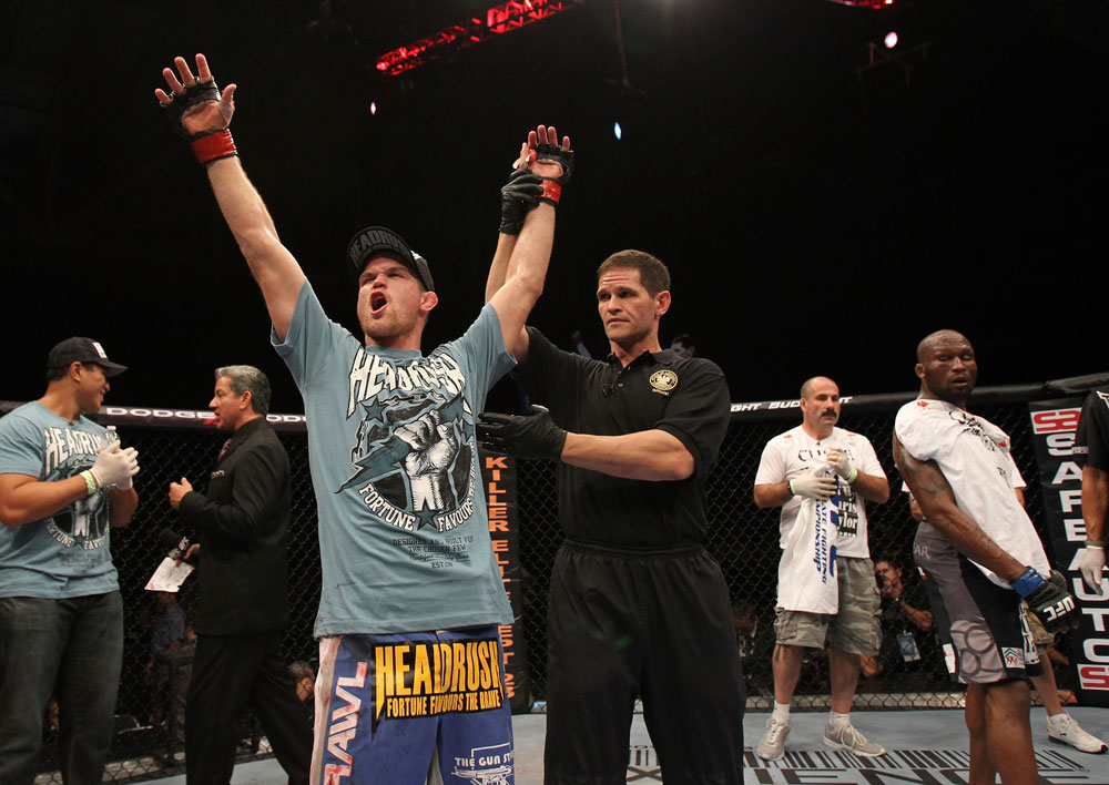 Evan Dunham celebrates his win.