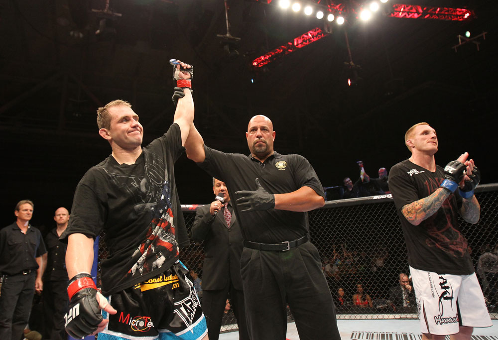 Alan Belcher celebrates his win.