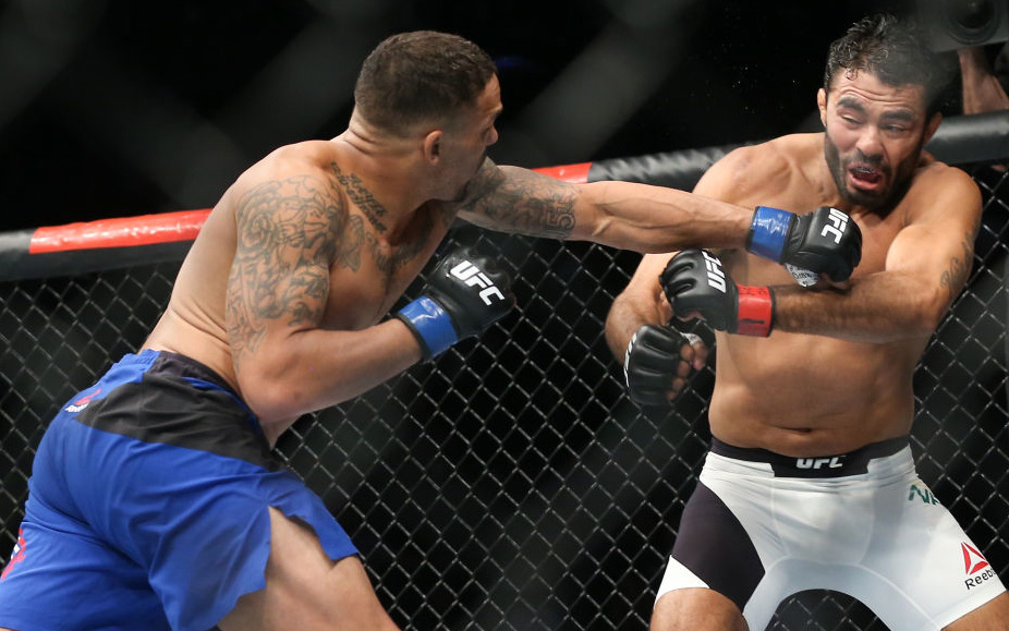 Anders lands a left hand on <a href='../fighter/rafael-natal'>Rafael Natal</a> during their bout on July 22, 2017 in Uniondale, NY. (Photo by Ed Mulholland/Getty Images)