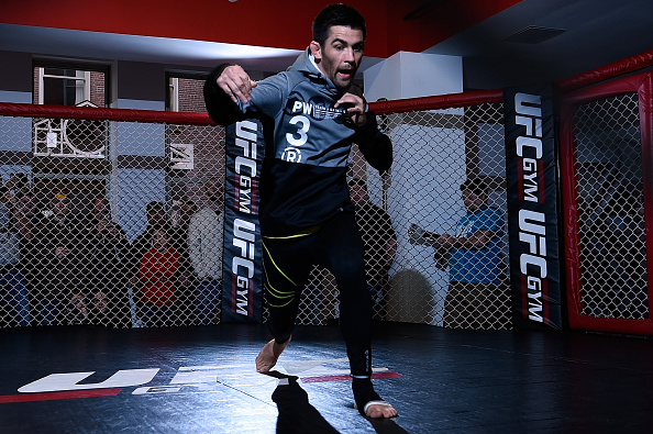 Dominick Cruz works out for fans and media at the UFC Gym on January 15, 2016 in Boston, Massachusetts. (Photo by Jeff Bottari/Zuffa LLC)