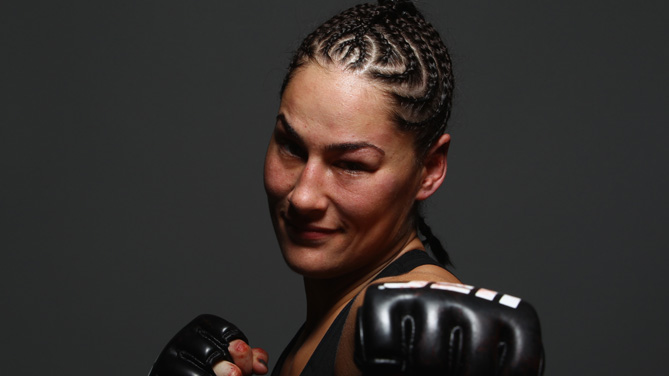 <a href='../fighter/Jessica-Eye'>Jessica Eye</a> poses for a post-fight portrait during the UFC 180 event at Arena Ciudad de Mexico on November 15, 2014 in Mexico City, Mexico. (Photo by Mike Roach/Zuffa LLC)