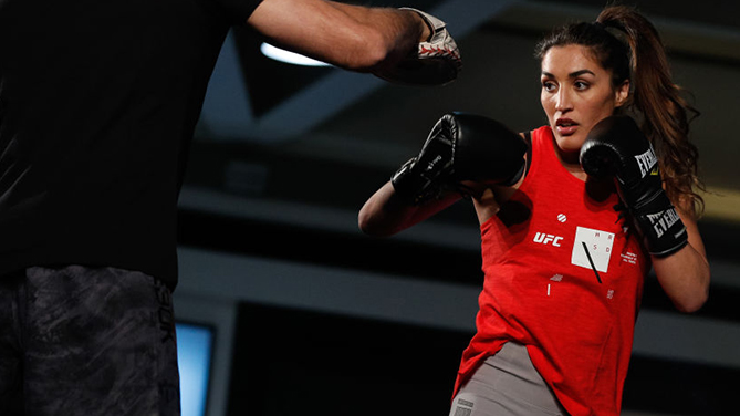 Tatiana Suarez holds an open training session on May 16, 2018 in Santiago, Chile. (Photo by Buda Mendes/Zuffa LLC)