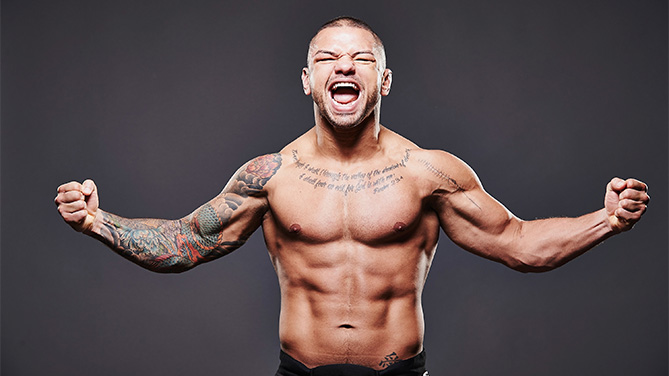 LAS VEGAS, NV - JAN. 31: Thiago Alves poses for a post fight portrait. (Photo by Mike Roach/Zuffa LLC/Zuffa LLC)