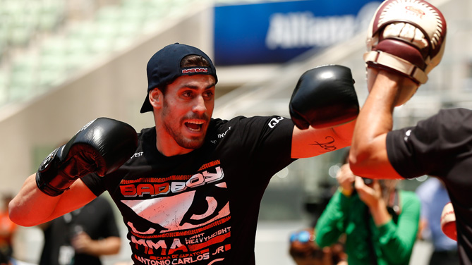 Antonio Carlos Junior of Brazil holds an open training session for fans and media at Allianz Parque on December 18, 2014 in Sao Paulo, Brazil. (Photo by Josh Hedges/Zuffa LLC)