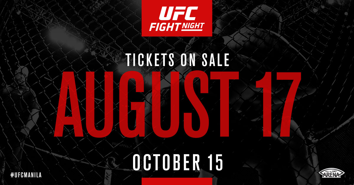 Tickets go on sale August 17 for the Manila event October 15