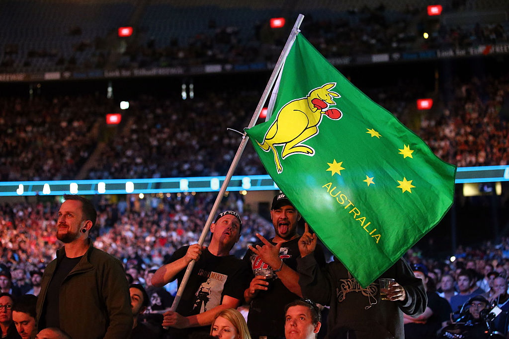 MELBOURNE, AUSTRALIA - NOV. 15: Australian fans show thier support during the UFC 193 event at Etihad Stadium. (Photo by Scott Barbour /Zuffa LLC)