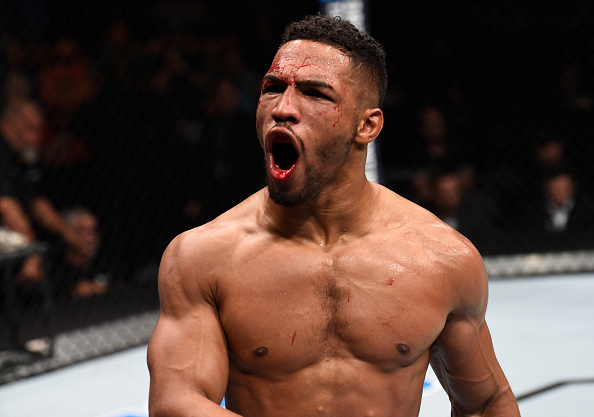Kevin Lee celebrates after his victory over Michael Chiesa at Fight Night Oklahoma City