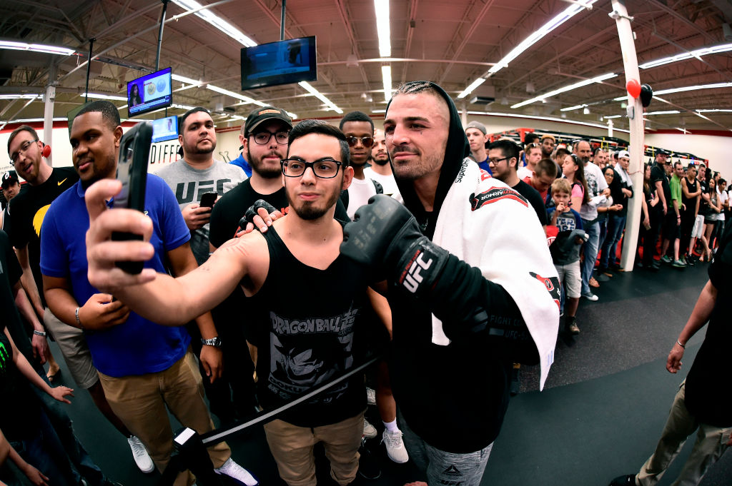ORLANDO, FL - FEBRUARY 21: Mike Perry interacts with fans at UFC GYM Orlando on February 21, 2018 in Orlando, Florida. (Photo by Jeff Bottari/Zuffa LLC)