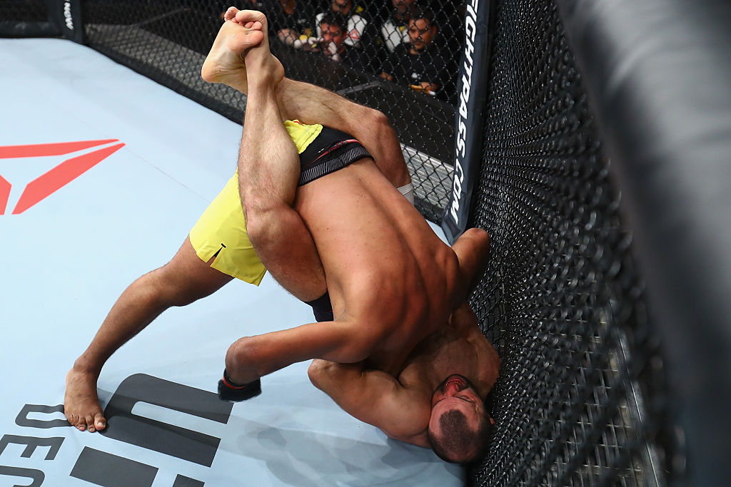 SAO PAULO, BRAZIL - NOVEMBER 19: Marcos Rogerio de Lima and Gadzhimurad Antigulov of Russia during their light heavyweight bout at the UFC Fight Night Bader v Minotouro at Ibirapuera Gymnasium on November 19, 2016 in Sao Paulo, Brazil. (Photo by Buda Mendes/Zuffa LLC)