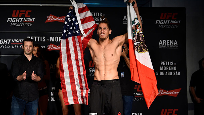 MEXICO CITY, MEXICO - AUGUST 04: Niko Price of the United States interacts with the crowd during the UFC Fight Night weigh-in inside the W Hotel on August 4, 2017 in Mexico City, Mexico. (Photo by Jeff Bottari/Zuffa LLC)