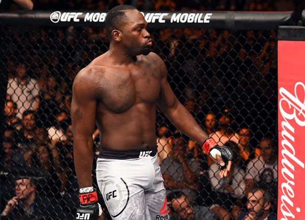 <a href='../fighter/Derek-Brunson'>Derek Brunson</a> reacts after defeating <a href='../fighter/Lyoto-Machida'>Lyoto Machida</a> of Brazil in their middleweight bout during the <a href='../event/UFC-Silva-vs-Irvin'>UFC Fight Night </a>event inside the Ibirapuera Gymnasium on October 28, 2017 in Sao Paulo, Brazil. (Photo by Josh Hedges/Zuffa LLC)