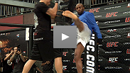 Belly rubs, trash talk and handstands all part of pleasing the crowd as the stars of UFC 117 sweat it out at the UFC Gym.
