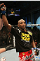 Yves Edwards celebrates his win over Cody McKenzie.