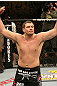 Matt Mitrione celebrates his victory over Tim Hague.