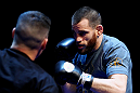 Jon Fitch does some glove work during an Open Workout