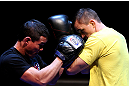 Kyle Noke does some glove work during an Open Workout