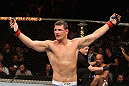 Michael Bisping celebrates his win