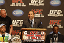 UFC 128: Pre-Fight Press Conference (L-R): Shogun Rua, Dana White and Jon Jones
