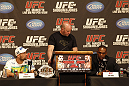 UFC 128: Pre-Fight Press Conference (L-R): Shogun Rua, Dana White and Jon Jones