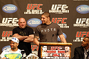 UFC 128: Pre-Fight Press Conference: (L-R) Shogun, Dana White, Brendan Schaub and Jon Jones