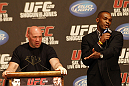 UFC 128: Pre-Fight Press Conference: (L-R) Dana White and Jon Jones