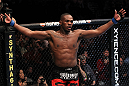 UFC 128: Jon "Bones" Jones celebrates his win over Mauricio "Shogun" Rua