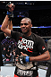 UFC 128: Jon "Bones" Jones celebrates his win over Mauricio "Shogun" Rua and his new Light Heavyweight Champion title belt