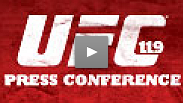 Dana White, Frank Mir, Ryan Bader, Chris Lytle, Sean Sherk, Evan Dunham and Melvin Guillard take media questions at the UFC 119 post-fight press conference in Indianapolis.