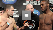 UFC 128 weigh-in at the Prudential Center on March 18, 2011 in Newark, New Jersey.