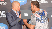 Conferencia de prensa previa al evento UFC 129 el 27 de Abril, 2011 en Toronto, Canad&aacute;. (Fotos por Tom SzczerbowskiZuffa LLC/Zuffa LLC via Getty Images)
