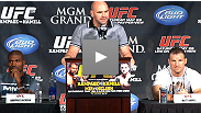 Fight week gets off to a rousing start with a highly entertaining press conference: Hear about Rampage's peacock painting, Roy Nelson's home-burger advantage, Frank Mir's game plan for fighting his wife and more.