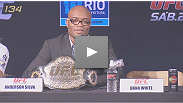 Dana White, Yushin Okami, Forrest Griffin and Brendan Schaub travel to Rio for this UFC 134 press conference with Brazilian battlers Anderson Silva, Shogun Rua and Minotauro Nogueira.