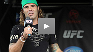 Clay Guida takes fan questions at the UFC Fight Club Q&A at the Harley-Davidson Museum in Milwaukee prior to UFC Live: Hardy vs. Lytle.