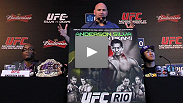 Dana White, Anderson Silva, Yushin Okami, Forrest Griffin, Shogun Rua, Minotauro Nogueira and Brendan Schaub at the UFC Rio pre-fight press conference.