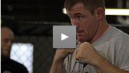 In a surprising role reversal, Matt Hughes cracks up the crowd while Josh Koscheck plays nice during the media scrum at open workouts.