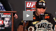 The giddy new champion Junior dos Santos speaks at the UFC on FOX post-fight press conference alongside the recently dethroned Cain Velasquez.