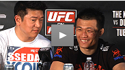 ジョン・チャンソン、ダスティン・ポアリエ、ドナルド・セローネがUFC on FUEL TVの試合後記者会見でメディアの質問に応える。