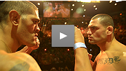 Former heavyweight champion Cain Velasquez welcomes Strikeforce standout Antonio "Bigfoot" Silva to the UFC at the official weigh-in for the all-heavyweight UFC 146 weigh-in.