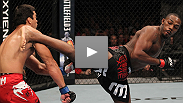 UFC&reg; light heavyweight champion Jon Jones puts former champ Lyoto Machida to sleep with a standing guillotine choke.